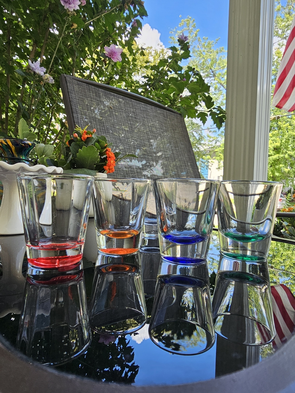 Vintage Heavy Base Shot Glasses Multi Color Set of 5 Retro